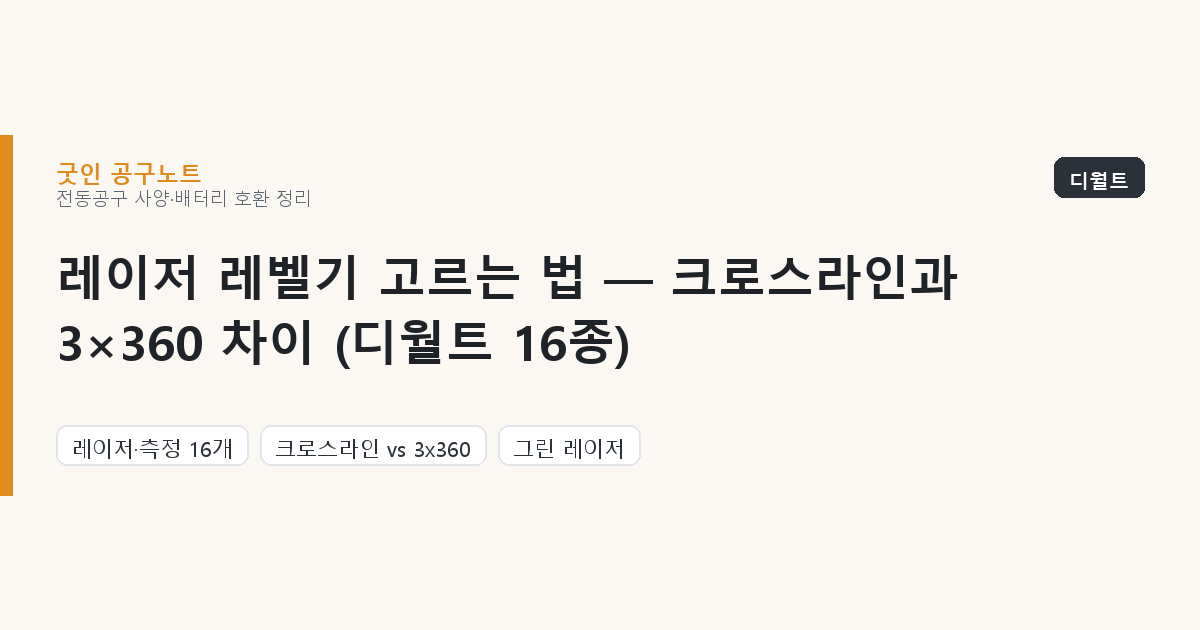 레이저 레벨기 고르는 법 — 크로스라인과 3×360 차이 (디월트 16종)