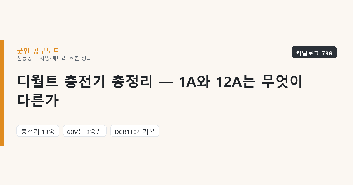 디월트 충전기 총정리 — 1A와 12A는 무엇이 다른가