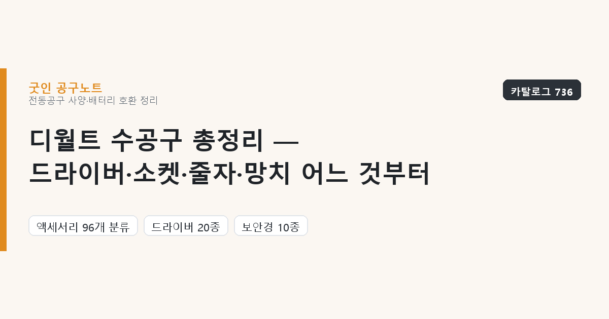 디월트 수공구 총정리 — 드라이버·소켓·줄자·망치 어느 것부터 사야 하나