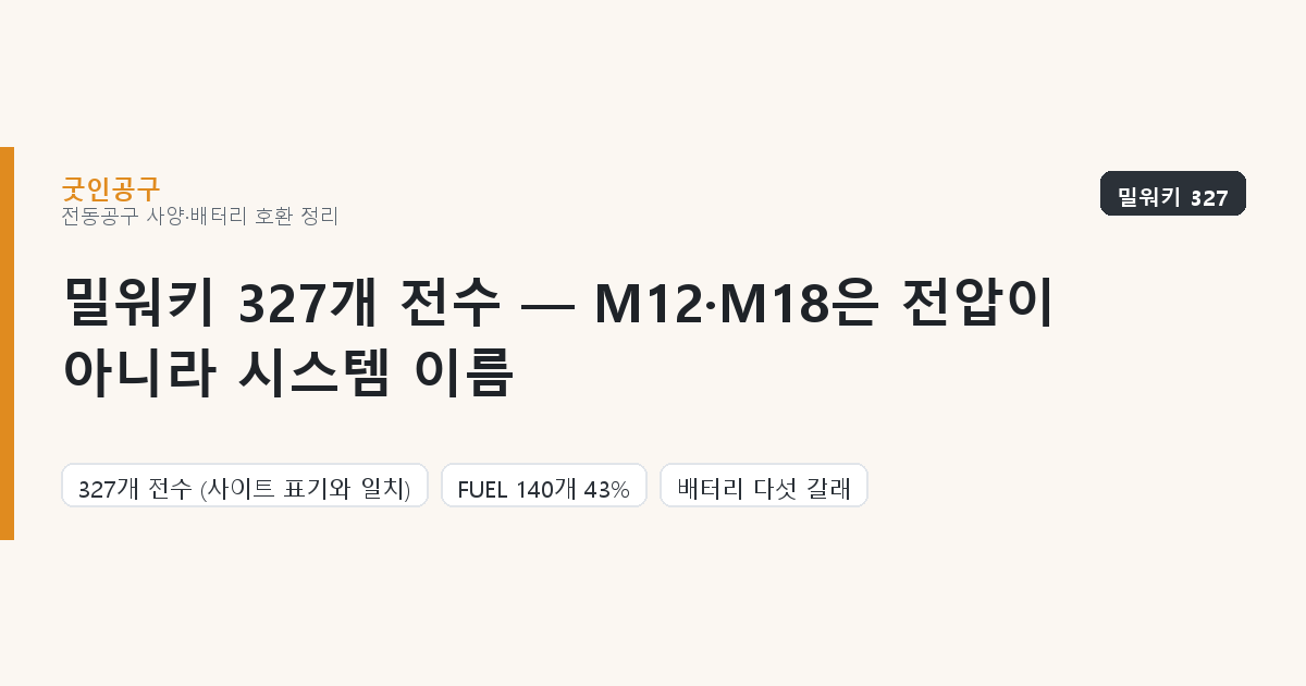 밀워키 327개 전수 — M12·M18은 전압이 아니라 「시스템 이름」입니다